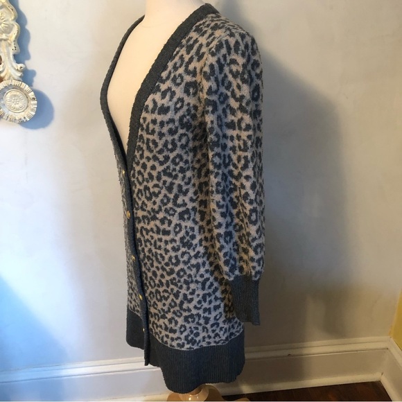 Marled cream,gray & blue gray cardigan w/lantern sleeves w/gray trim&cuff SizeXS - Picture 5 of 12